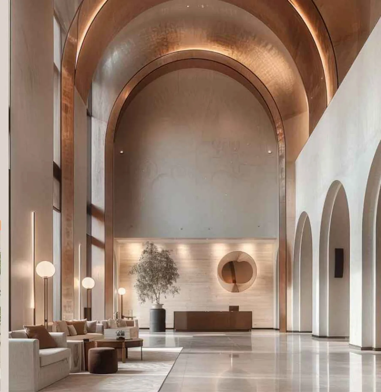 Godrej Brooklyn Avenue Kukatpally Hyderabad - arched lobby and arrival lounge interior