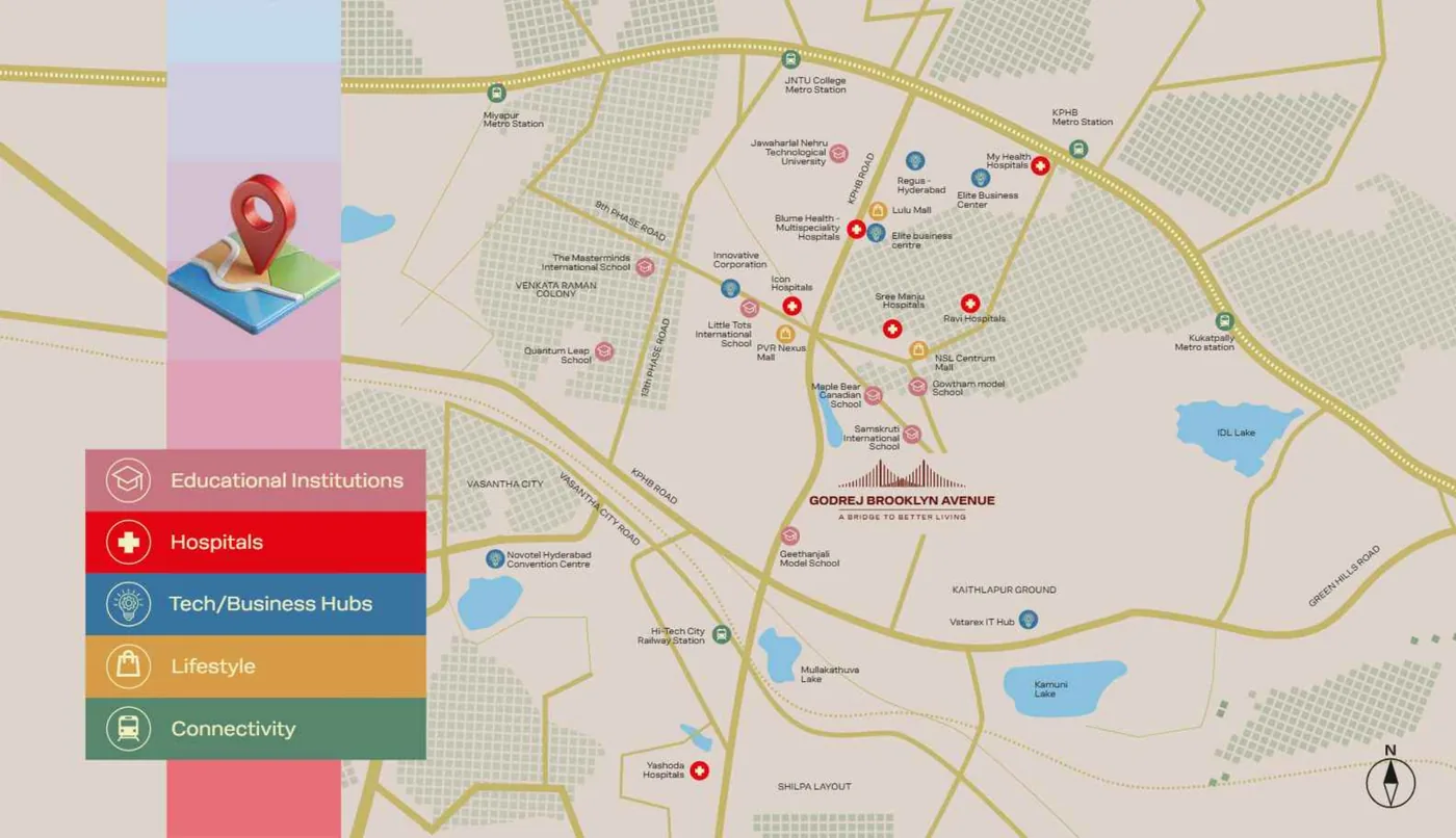 Godrej Brooklyn Avenue Kukatpally Hyderabad - location and connectivity map